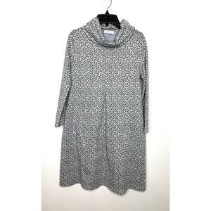 Tyler Boe Kim Shift Cowl Neck Dress Sz XS Geometric Print Gray Blue Pockets